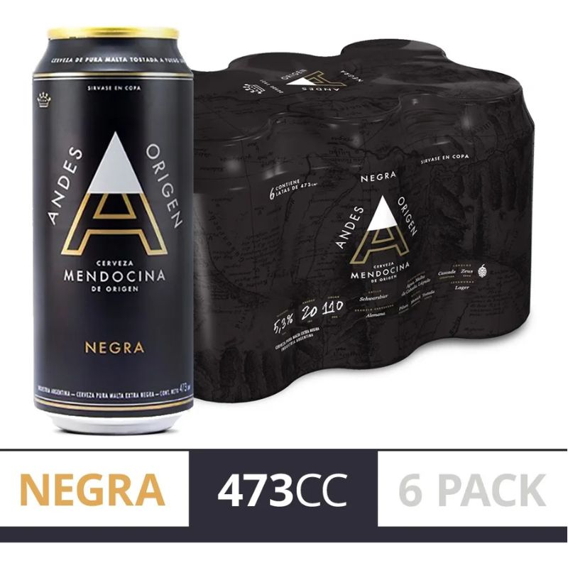 Andes Schwarzbier Beer - Sixpack, 473 ml Each Can