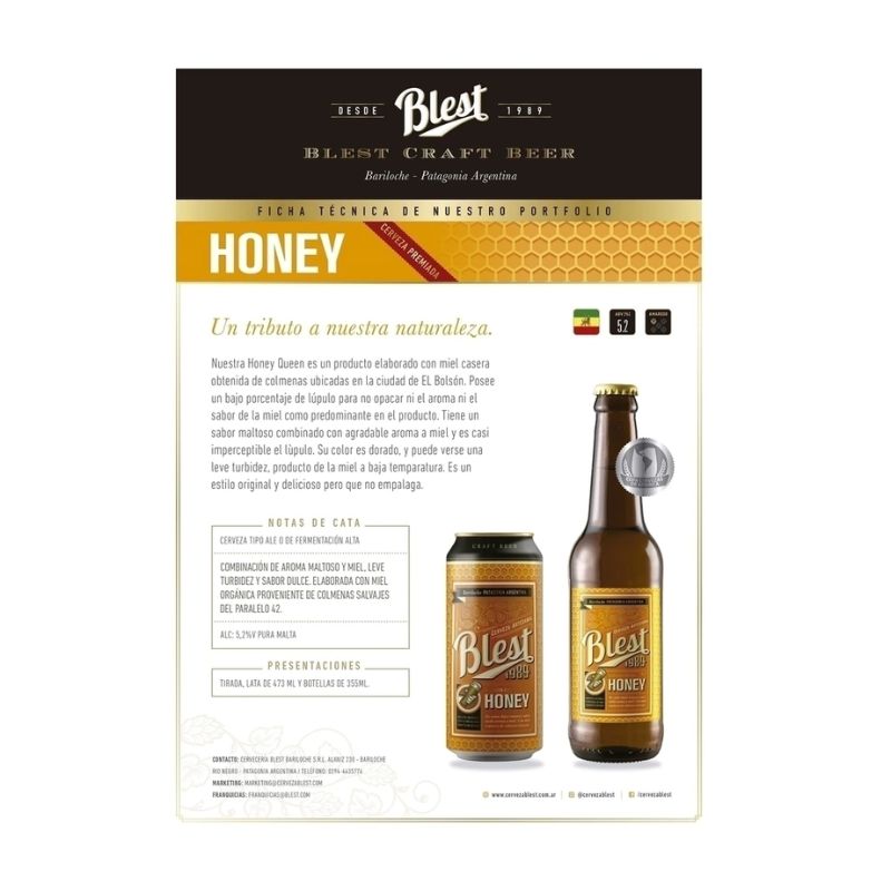 Blest Honey Craft Beer - Sixpack, 355 ml Each Bottle