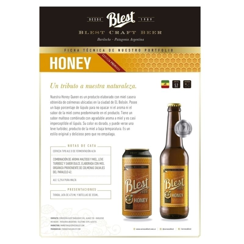 Blest Honey Craft Beer - Sixpack, 473 ml Each Can