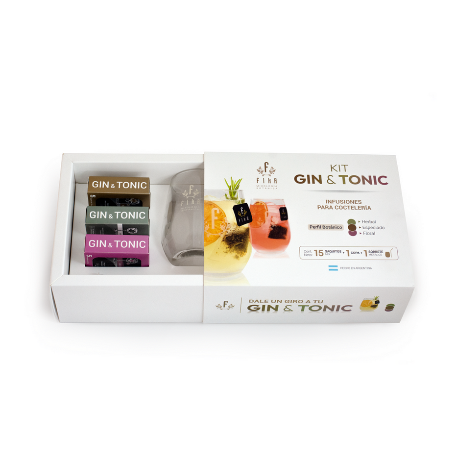 Fika Gin & Tonic Infusion Kit – Premium Gift Set with 15 Infusions, Engraved Glass & Metal Straw for Sophisticated Cocktails