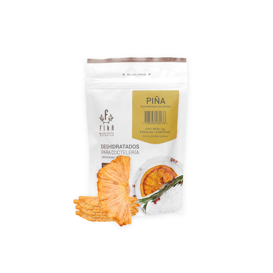 Fika Dehydrated Pineapple Slices – Premium Tropical Garnish for Elevated Cocktails, 14 g / 0.49 oz pouch