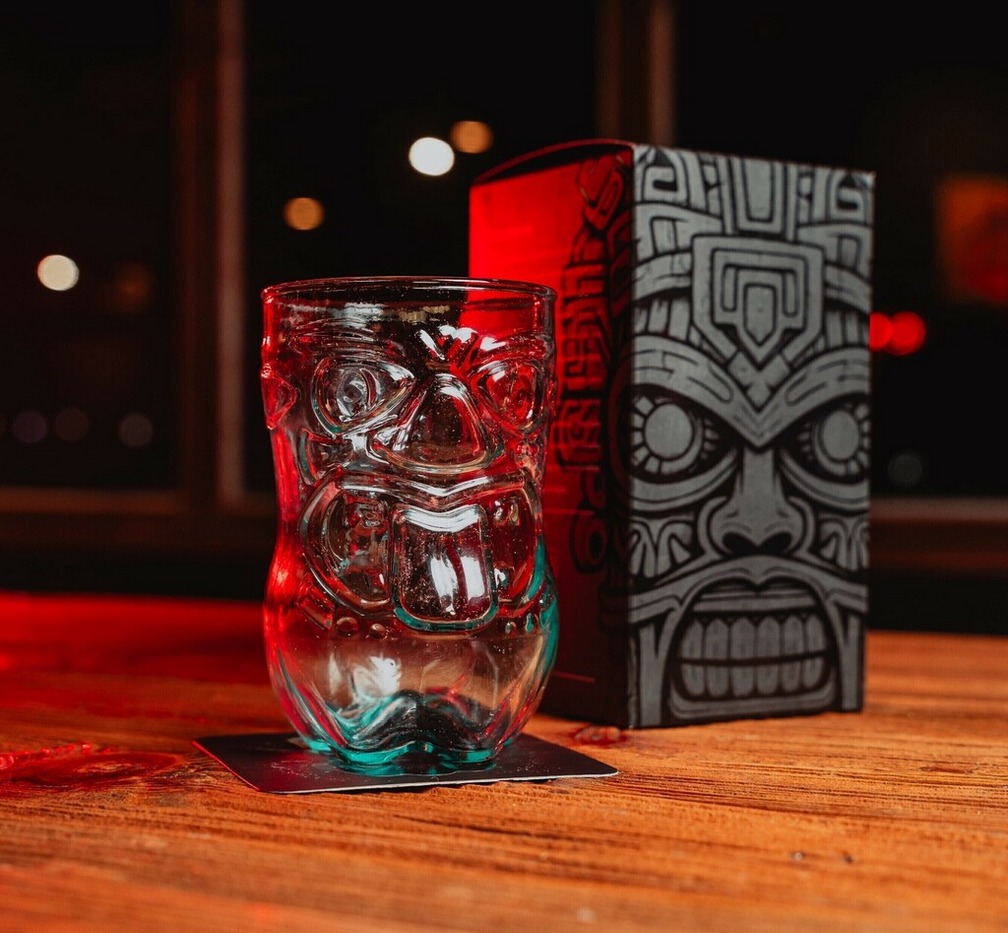 Ferchetto TIKICHETTO: Exclusive Pint Glass with Metal Straw and UV-Sectorized Coaster