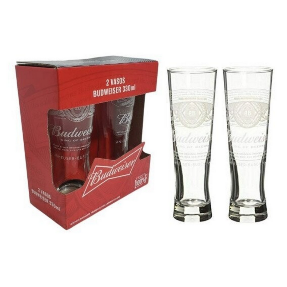 Budweiser Beer Glasses – Perfect for Celebrations and Everyday Enjoyment (2 count)