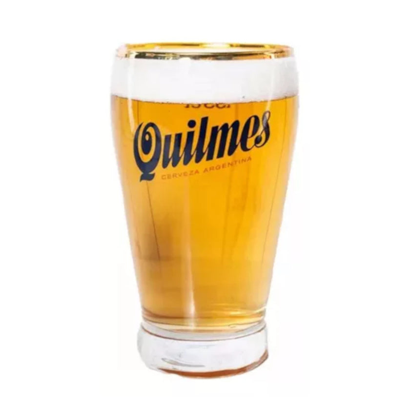 Quilmes Beer Glass with Golden Rim – Elegance Meets Tradition